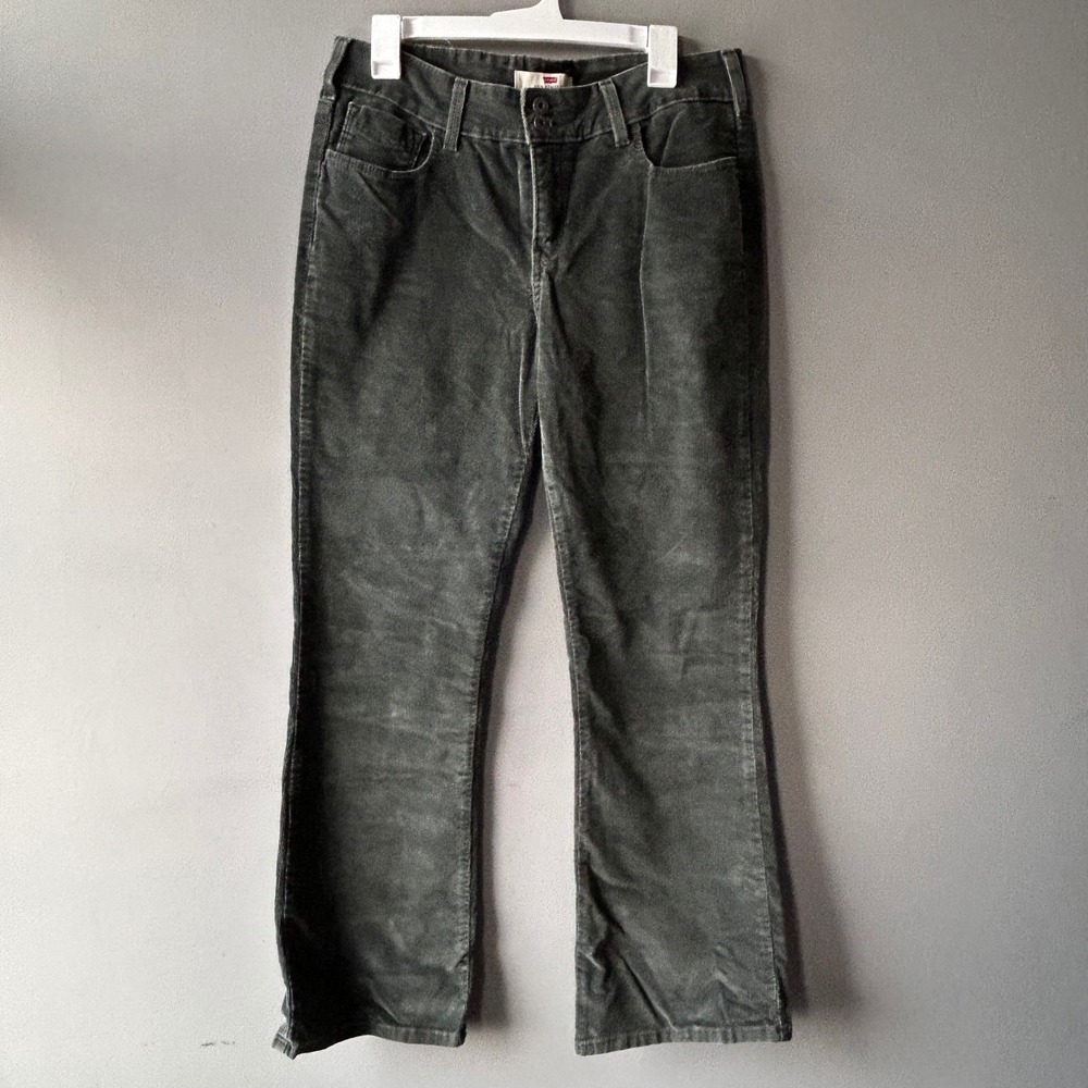 Levis 526 Size 12M Slender Boot Corduroy Pants Grey Green Mid Rise Bootcutโ